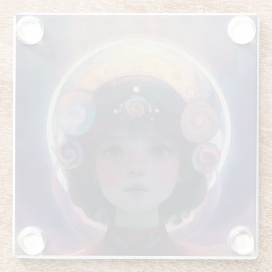 Ethereal Fantasy Celestial Kindergarten Wächter Glasuntersetzer (Rückseite)