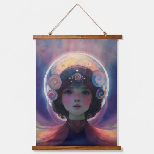 Ethereal Fantasy Celestial Kindergarten Wächter Wandteppich Mit Holzrahmen (Vorderseite)