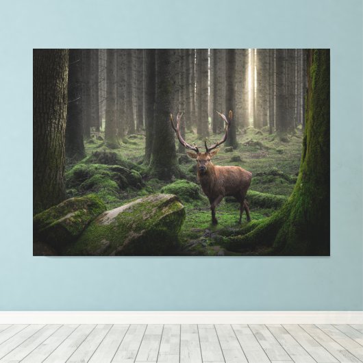 Ethereal Fantasy Forest mit strahlendem Licht Leinwanddruck (Insitu (Holzboden))