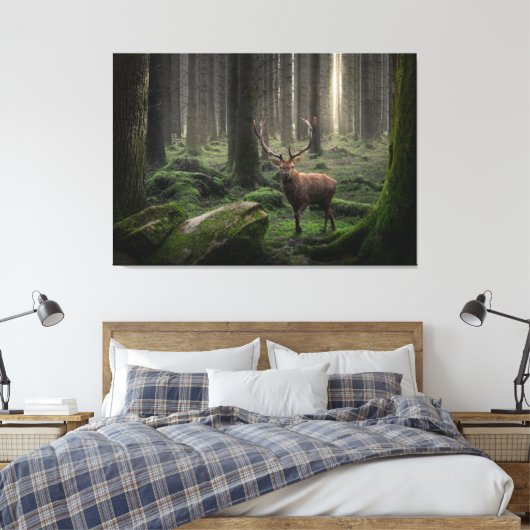 Ethereal Fantasy Forest mit strahlendem Licht Leinwanddruck (Insitu (Schlafzimmer))