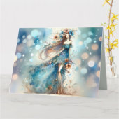 Ethereal Fantasy Goddess in a Watercolor Dream Karte (Gelbe Blume)