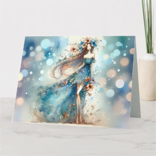 Ethereal Fantasy Goddess in a Watercolor Dream Karte