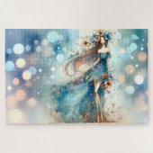 Ethereal Fantasy Goddess in a Watercolor Dream Puzzle (Horizontal)