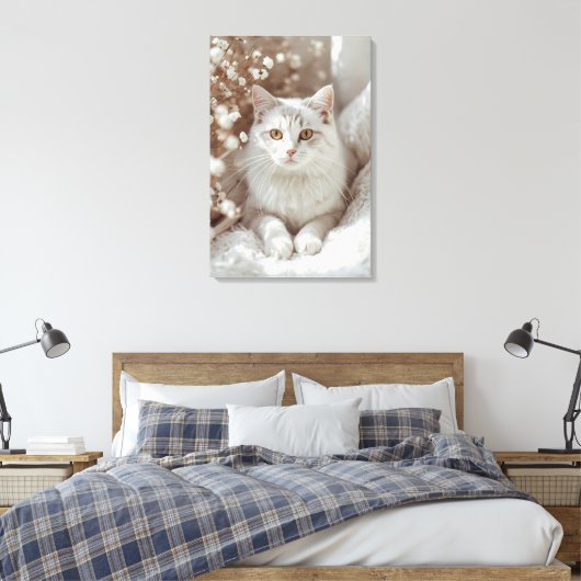 Ethereal Feline Serenity Canvas Print Leinwanddruck (Insitu (Schlafzimmer))