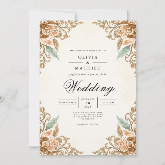 Ethereal Floral Blüh Wedding Einladung (Vorderseite)