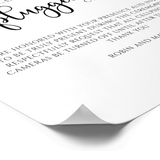 Ethereal Floral Unplugged Zeremony Sign Poster (Ecke)