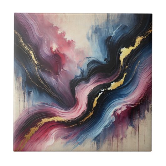 Ethereal Flow – Elegant Abstract Art Ceramic Tile Fliese (Vorderseite)