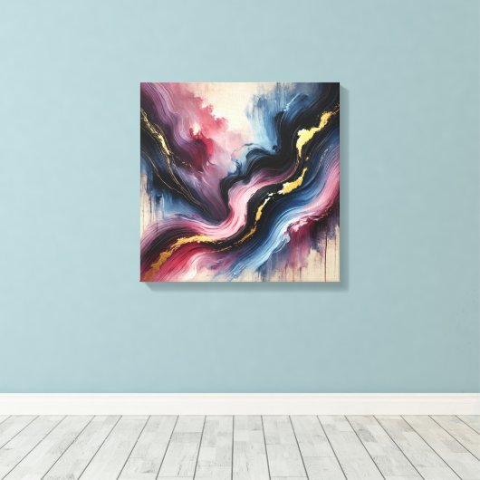 Ethereal Flow - Elegante Abstrakte Kunst Canvas dr Leinwanddruck (Insitu (Holzboden))