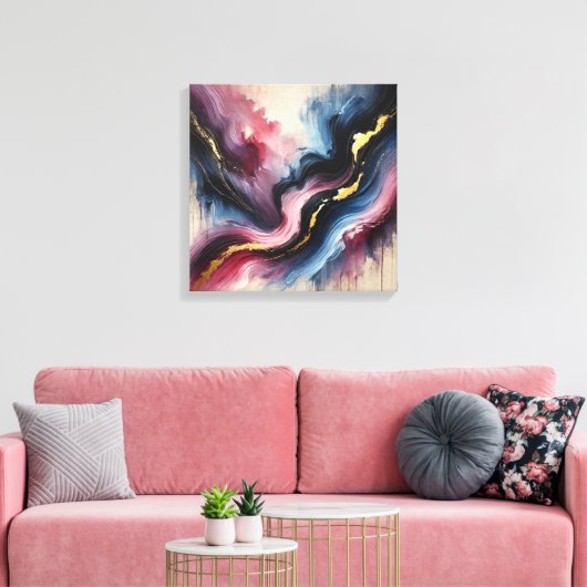 Ethereal Flow - Elegante Abstrakte Kunst Canvas dr Leinwanddruck (Insitu (Wohnzimmer))