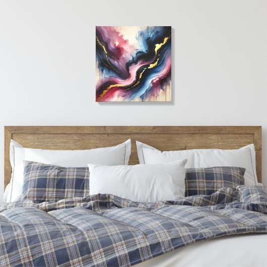 Ethereal Flow - Elegante Abstrakte Kunst Canvas dr Leinwanddruck (Insitu (Schlafzimmer))