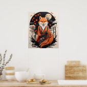 Ethereal Fox in Mondlicht Nacht Poster (Küche)