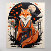Ethereal Fox in Mondlicht Nacht Poster (Vorne)