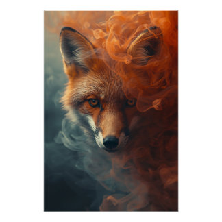 Ethereal Fox in Smoke & Mist – Mystical Poster