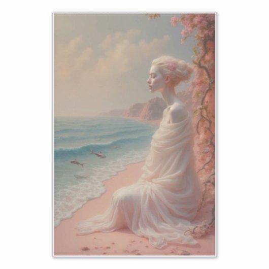 Ethereal Frau am Dreamy Beach Aufkleber (Vorderseite)