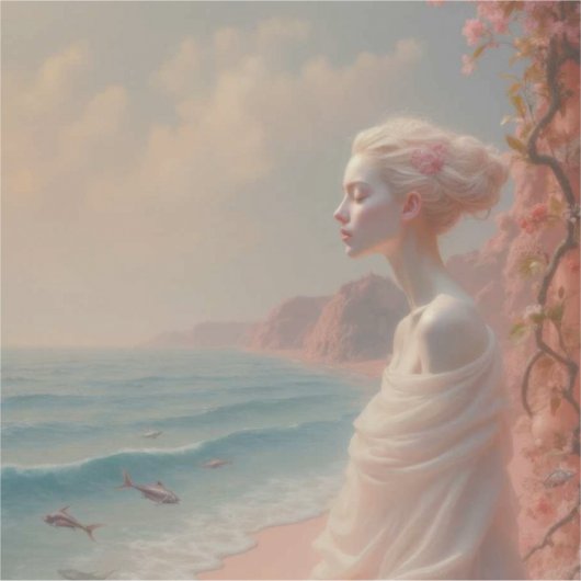 Ethereal Frau am Dreamy Beach Aufkleber (Vorderseite)