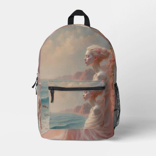 Ethereal Frau am Dreamy Beach Bedruckter Rucksack (Vorderseite)