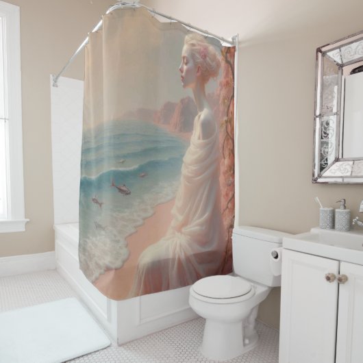 Ethereal Frau am Dreamy Beach Duschvorhang (Beispiel)