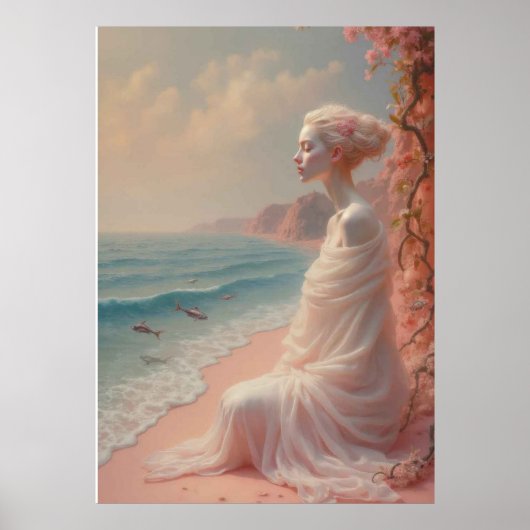 Ethereal Frau am Dreamy Beach Poster (Vorne)