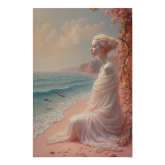 Ethereal Frau am Dreamy Beach Poster (Vorderseite)
