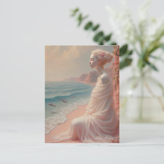 Ethereal Frau am Dreamy Beach Postkarte (Stehend Vorderseite)