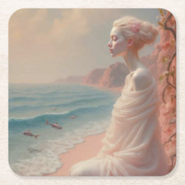 Ethereal Frau am Dreamy Beach Rechteckiger Pappuntersetzer