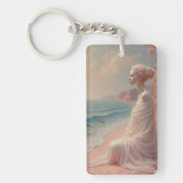 Ethereal Frau am Dreamy Beach Schlüsselanhänger