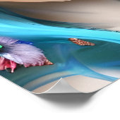 Ethereal Frau mit Blume in ihrem blauen Haar Poster (Ecke)