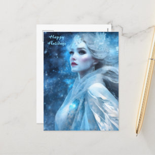 Ethereal Frozen Snow Queen Fantasy Art Feiertagspostkarte