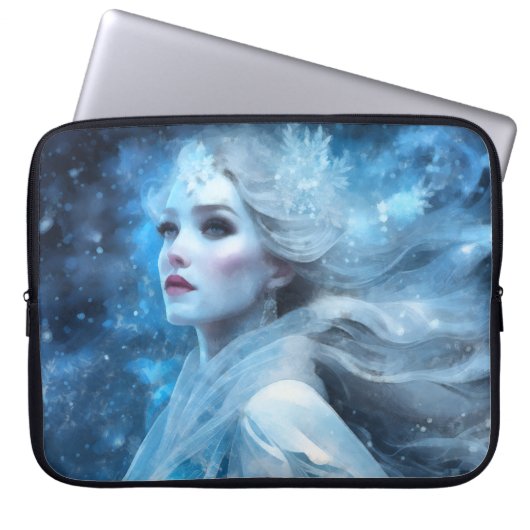 Ethereal Frozen Snow Queen Fantasy Art Laptopschutzhülle (Vorderseite)