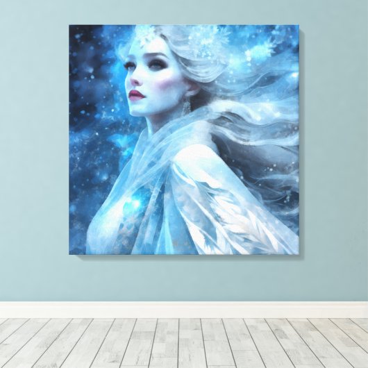Ethereal Frozen Snow Queen Fantasy Art Leinwanddruck (Insitu (Holzboden))