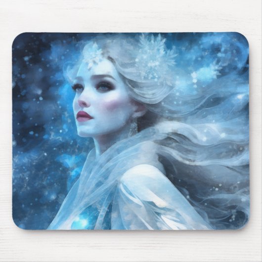 Ethereal Frozen Snow Queen Fantasy Art Mousepad (Vorne)