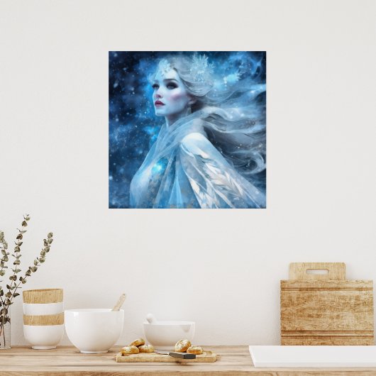Ethereal Frozen Snow Queen Fantasy Art Poster (Küche)