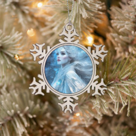 Ethereal Frozen Snow Queen Fantasy Art Schneeflocken Zinn-Ornament