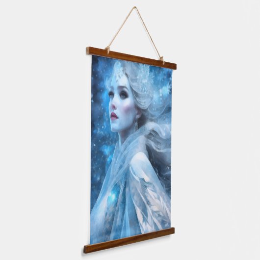 Ethereal Frozen Snow Queen Fantasy Art Wandteppich Mit Holzrahmen (Gewinkelt)