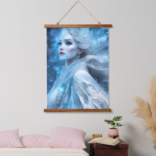 Ethereal Frozen Snow Queen Fantasy Art Wandteppich Mit Holzrahmen (Schlafzimmer)