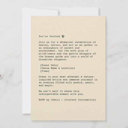 Ethereal Girl in Wildblumen Einladung (Rückseite)