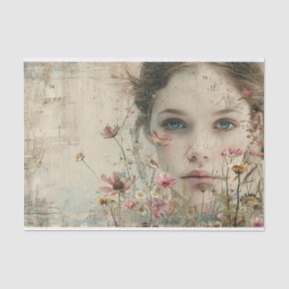Ethereal Girl mit Blume in einem Shabby Chic Look Seidenpapier