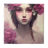 Ethereal Girl mit rosa Freckles Fliese (Vorderseite)