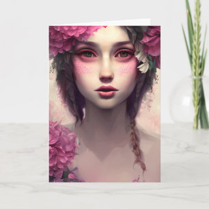 Ethereal Girl mit rosa Freckles Karte