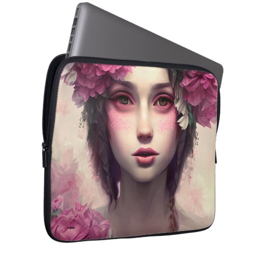 Ethereal Girl mit rosa Freckles Laptopschutzhülle (Vorne Rechts)