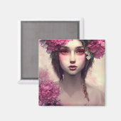 Ethereal Girl mit rosa Freckles Magnet (Vorderseite/Rückseite)