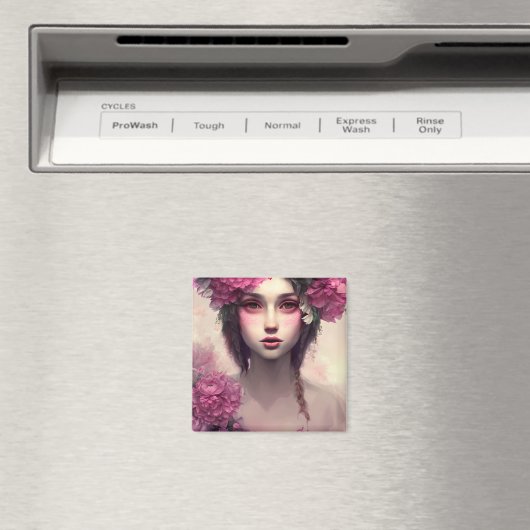 Ethereal Girl mit rosa Freckles Magnet (In Situ (Geschirrspüler))