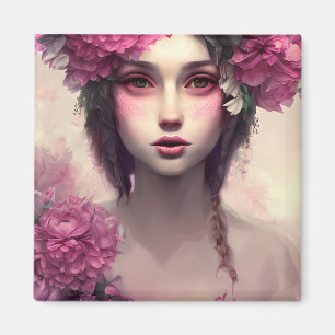 Ethereal Girl mit rosa Freckles Magnet