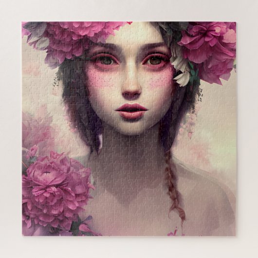 Ethereal Girl mit rosa Freckles Puzzle (Vertikal)