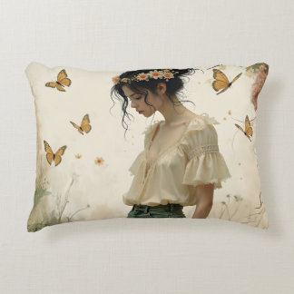 Ethereal Girl with Butterflies in Nature Dekokissen