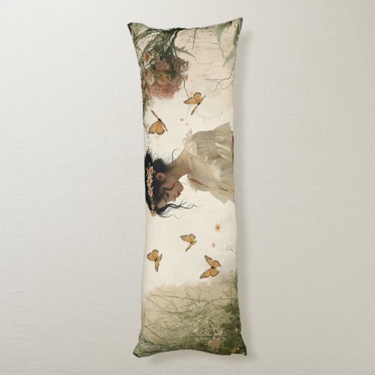 Ethereal Girl with Butterflies in Nature Seitenschläferkissen (Rückseite (Vertikal))