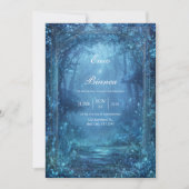 Ethereal Glowing Blue Magic Forest Wedding Einladung (Vorderseite)