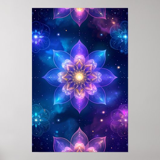 Ethereal Glühen Lotus Kosmic Space Poster (Vorne)