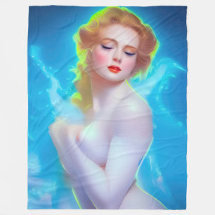 Ethereal Goddess Portrait - surreale Fantasie Fleecedecke