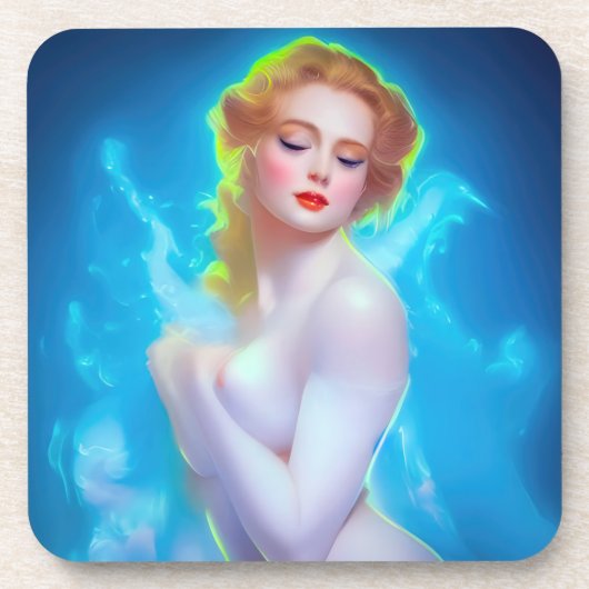 Ethereal Goddess Portrait - surreale Fantasie Getränkeuntersetzer (Vorderseite)